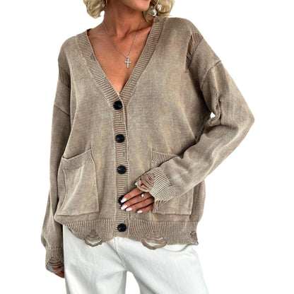 Washed-Out Cardigan for Women