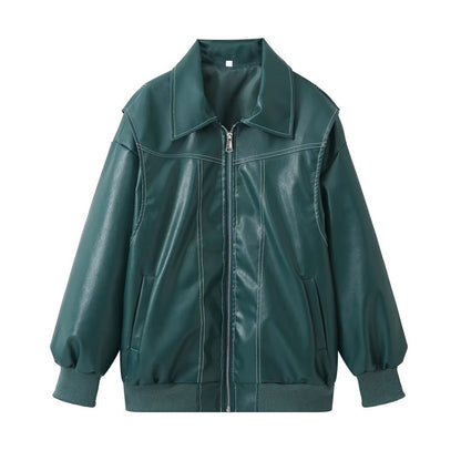 TrendAura Motorcycle Jacket For Women Premium Faux Leather Zipper Closure Oversized Comfort
