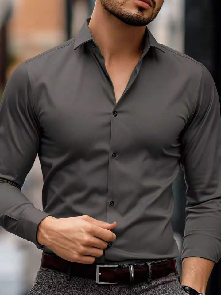Men's Formal Office Shirt Slim Fit Long Sleeve Pros