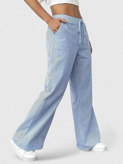 Women Wide Leg Pants Breathable Lightweight Cotton Linen For Spring Summer Relaxed High Waist