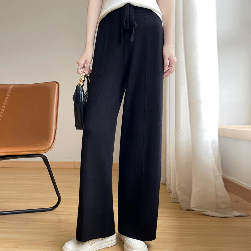 Clara Cashmere Relaxed Wide-Leg Pants for Women Luxurious Warmth and Comfort Ideal for Home or Streetwear