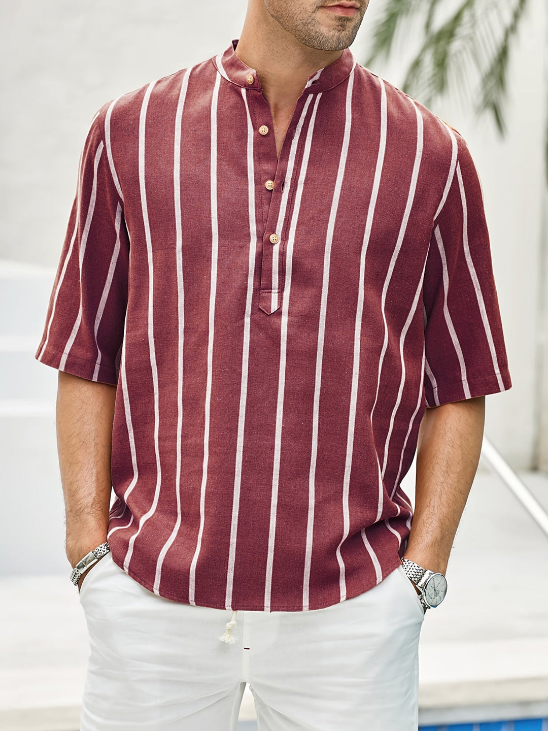 Robert | Stylish short-sleeve shirt for men in striped design