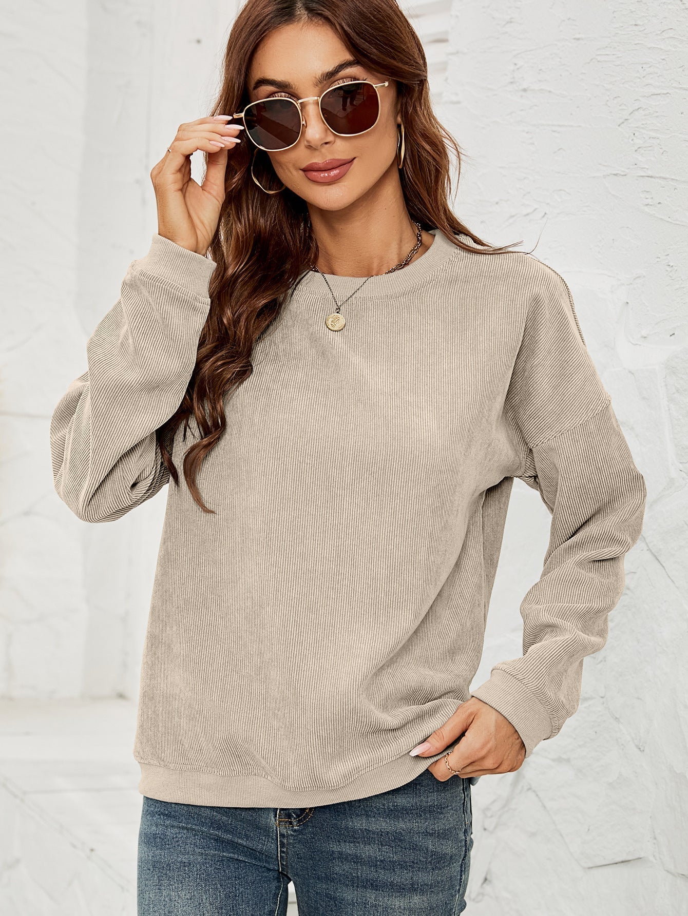 Cord pullover sweatshirt for women