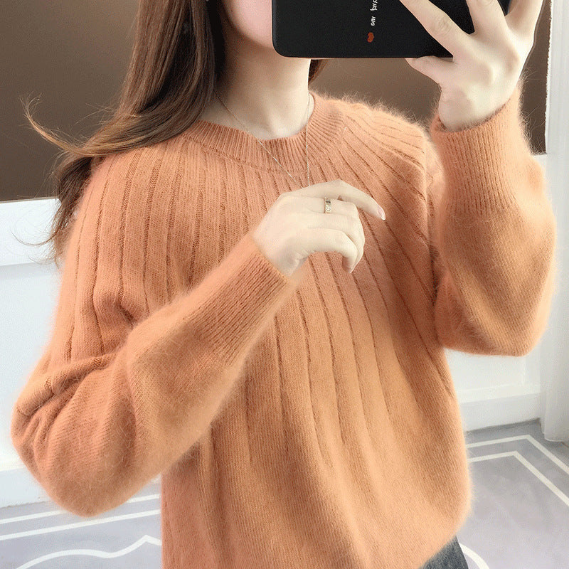 Luna Cashmere Sweater Soft Knit For Women Warmth Lightweight Ribbed Classic Round Neck