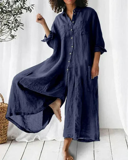 Breathable Linen Jumpsuit For Women With Buttons Oversized Summer Comfort And Effortless Style