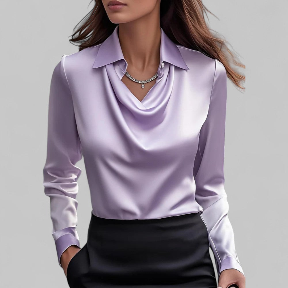 Draped Collared Regular Fit Blouse for Women – Elegant Business Casual Style