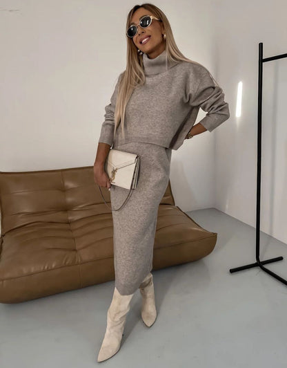 Luipa Midi Dress And Turtleneck Set For Women Stylish Comfortable Versatile Office To Casual