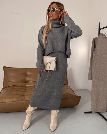 Luipa Midi Dress And Turtleneck Set For Women Stylish Comfortable Versatile Office To Casual