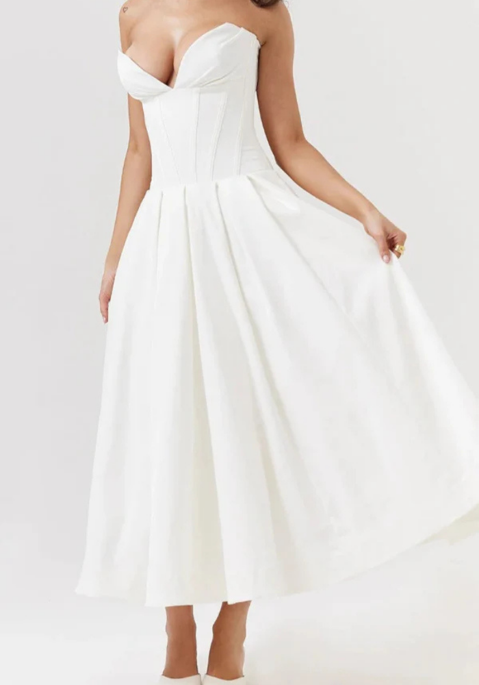 Women's Corset Strapless Dress | Midi Dress