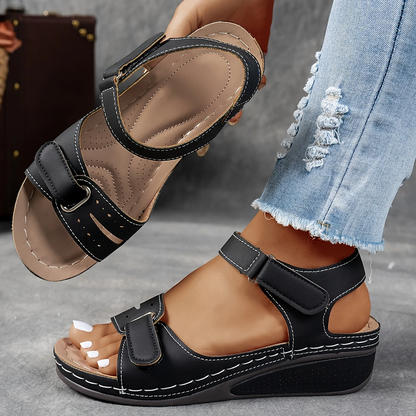 Women's Platform Wedge Sandals with Cushioned Footbed and Adjustable Strap
