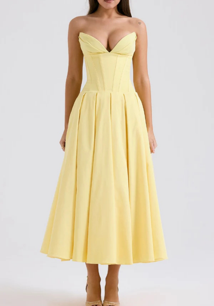 Women's Corset Strapless Dress | Midi Dress