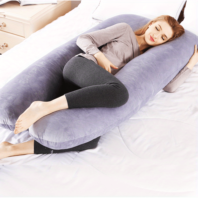MumLuxe Pregnancy Pillow Luxurious Crystal Velvet U Shaped Full Body Support For Expecting Moms
