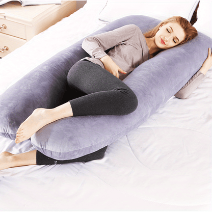 MumLuxe Pregnancy Pillow Luxurious Crystal Velvet U Shaped Full Body Support For Expecting Moms