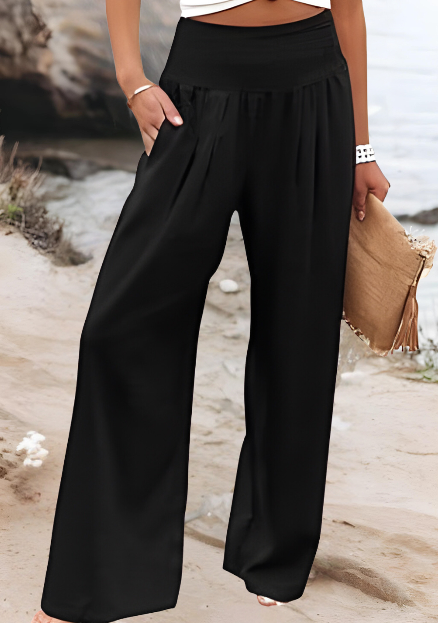 Women's Flowing Beach Trousers with Wide Legs and Lightweight Fabric