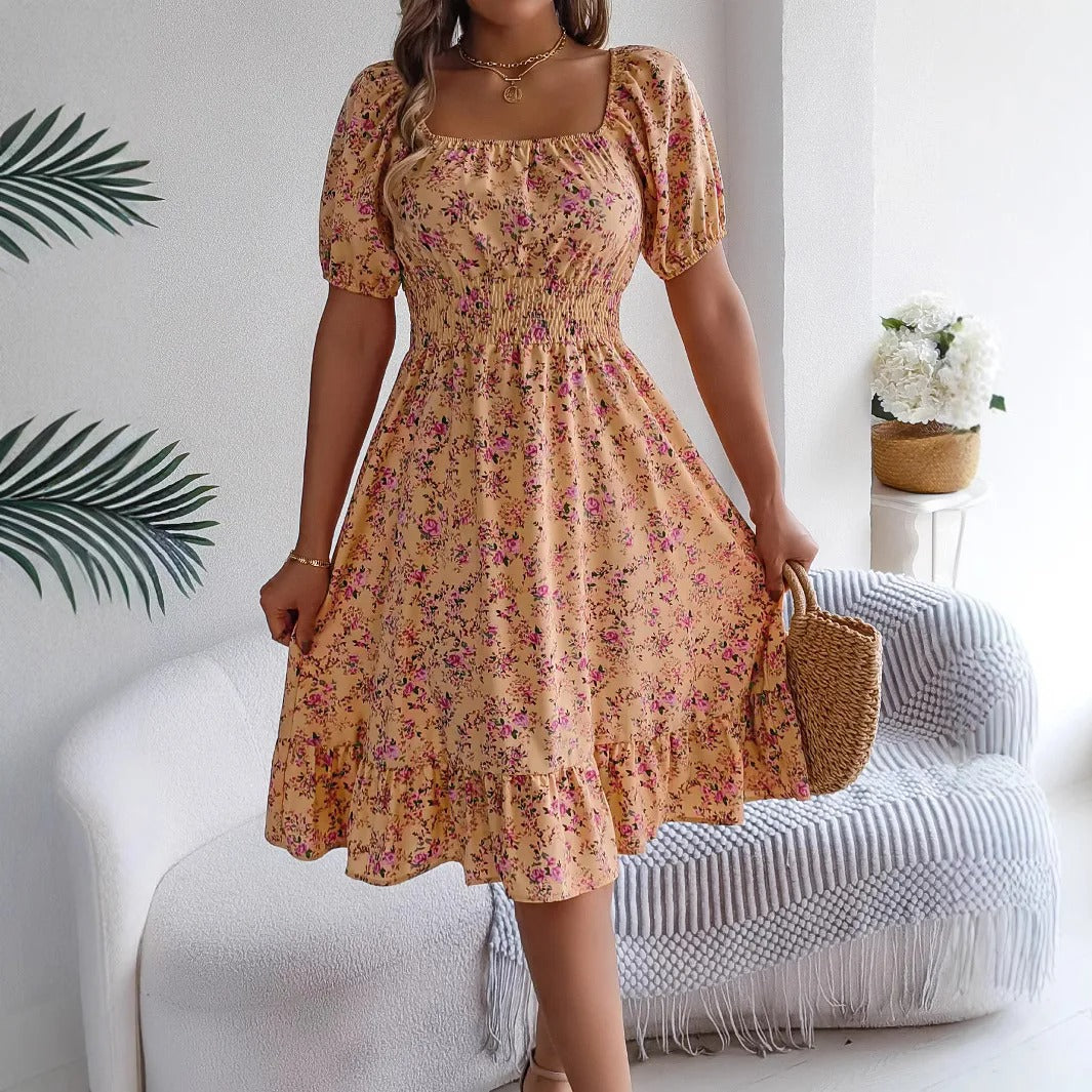 Liselotte Floral Puff Sleeve Dress For Women, Romantic Fit, Airy Comfort, Ideal For Summer Events