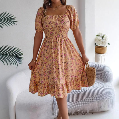 Liselotte Floral Puff Sleeve Dress For Women, Romantic Fit, Airy Comfort, Ideal For Summer Events