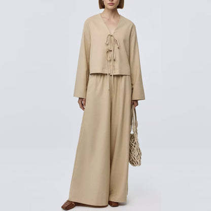 Wide pants & top with tie