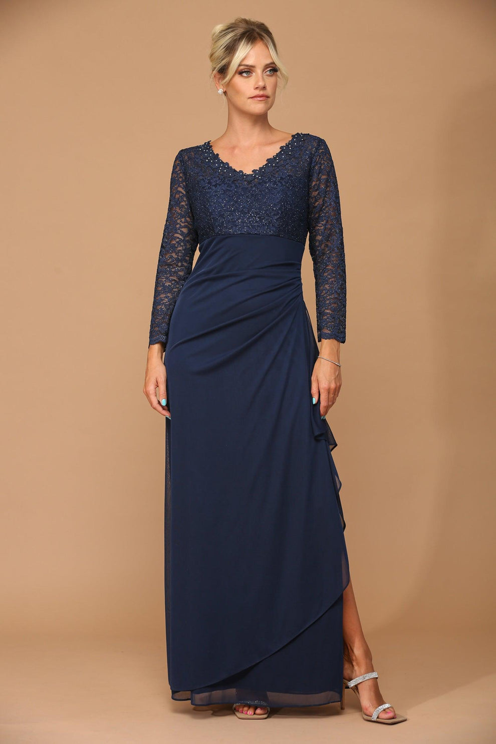 Long Sleeve Formal Mother of the Bride Evening Gown Sale - TrendAura