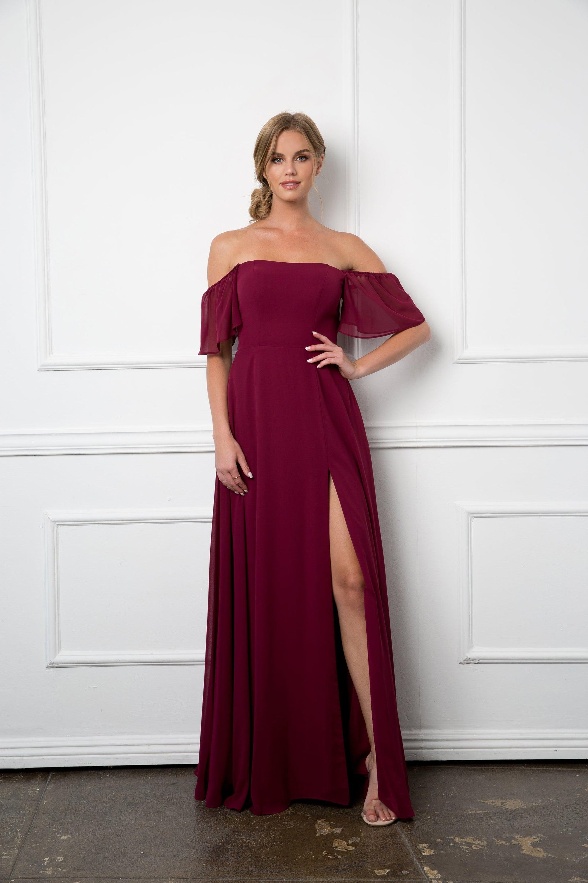 Long Formal Bridesmaids Chiffon Evening Gown Sale - TrendAura