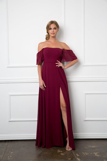 Long Formal Bridesmaids Chiffon Evening Gown Sale - TrendAura