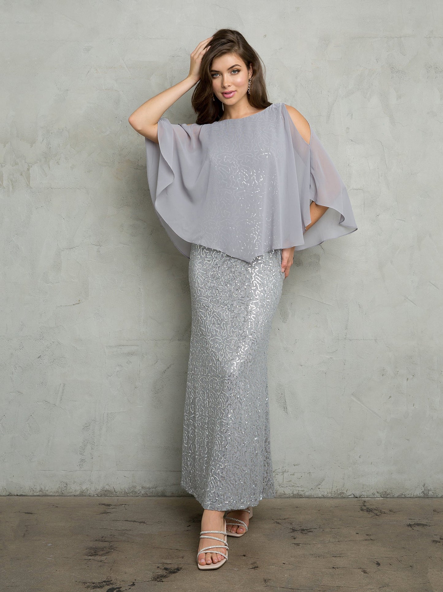 Eva Fashion 3496 Formal Long Mother of the Bride Cape Dress