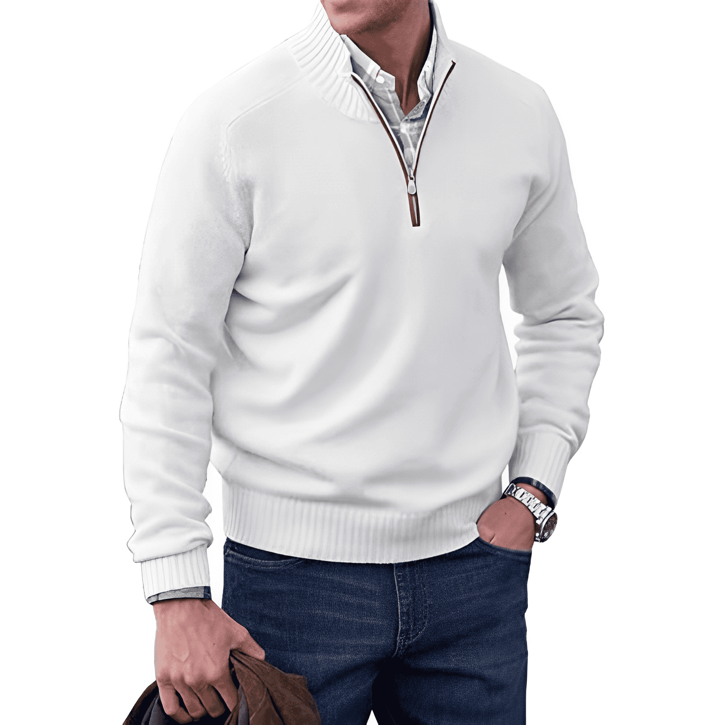 Evan Men's Knitted Half-Zip Pullover Jumper for Layering Warmth and Everyday Comfort By TrendAura