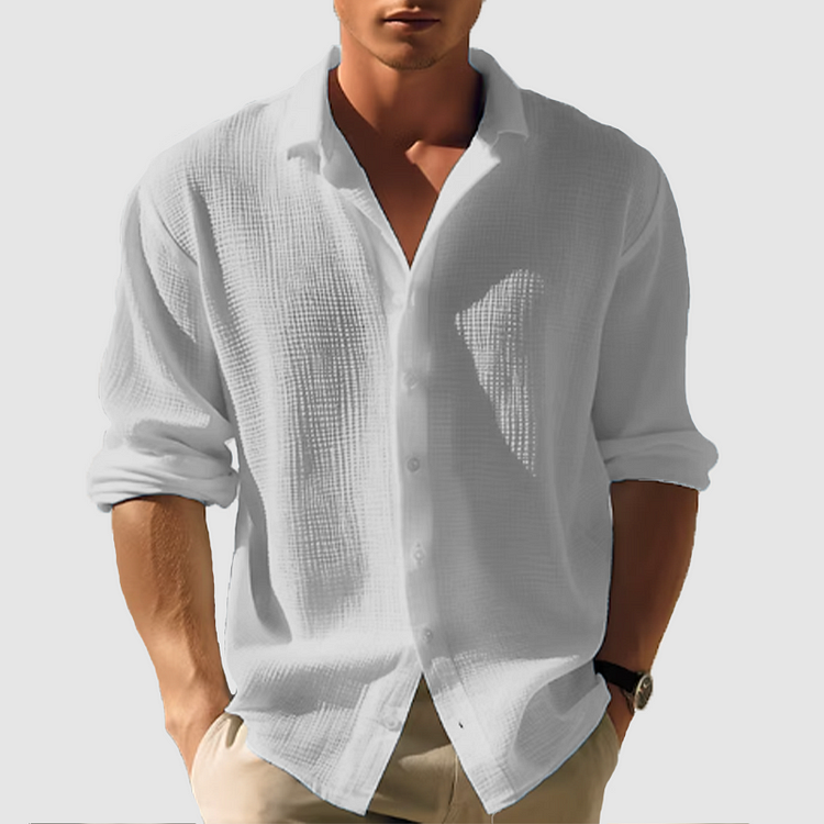 Men's Textured Button Up Shirt Long Sleeve For Men Versatile Everyday Wear An Everyday Essential Wardrobe Staple