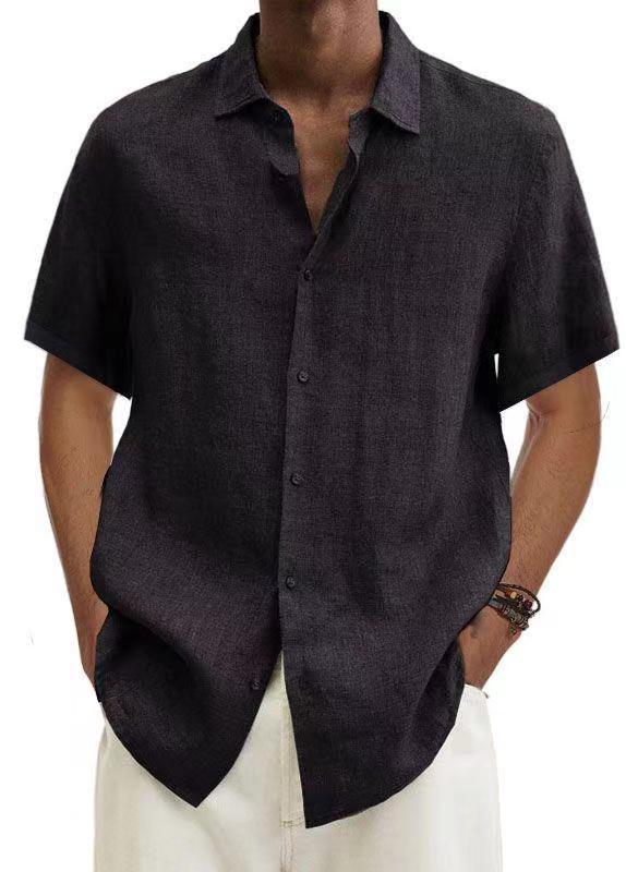 Laurence Cotton V Neck Mens Solid Color Shirt For Trendy Everyday Wear Breathable Comfort