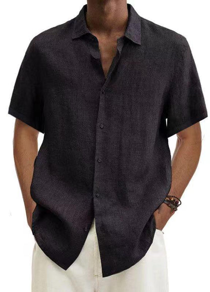 Laurence Cotton V Neck Mens Solid Color Shirt For Trendy Everyday Wear Breathable Comfort