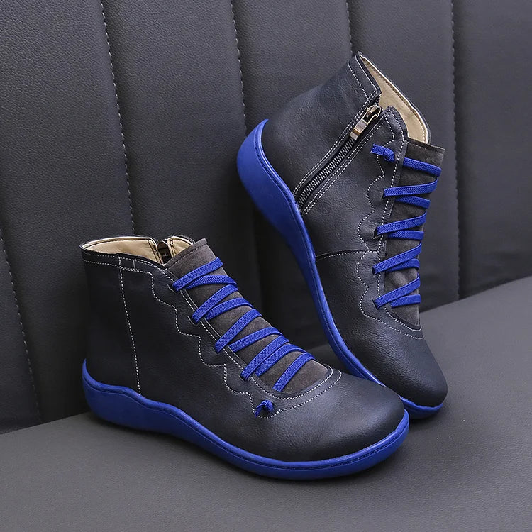 Nordiva Waterproof Winter Boots For Women Handmade Ankle Boots With Warm Cotton Lining And Wedge Heel