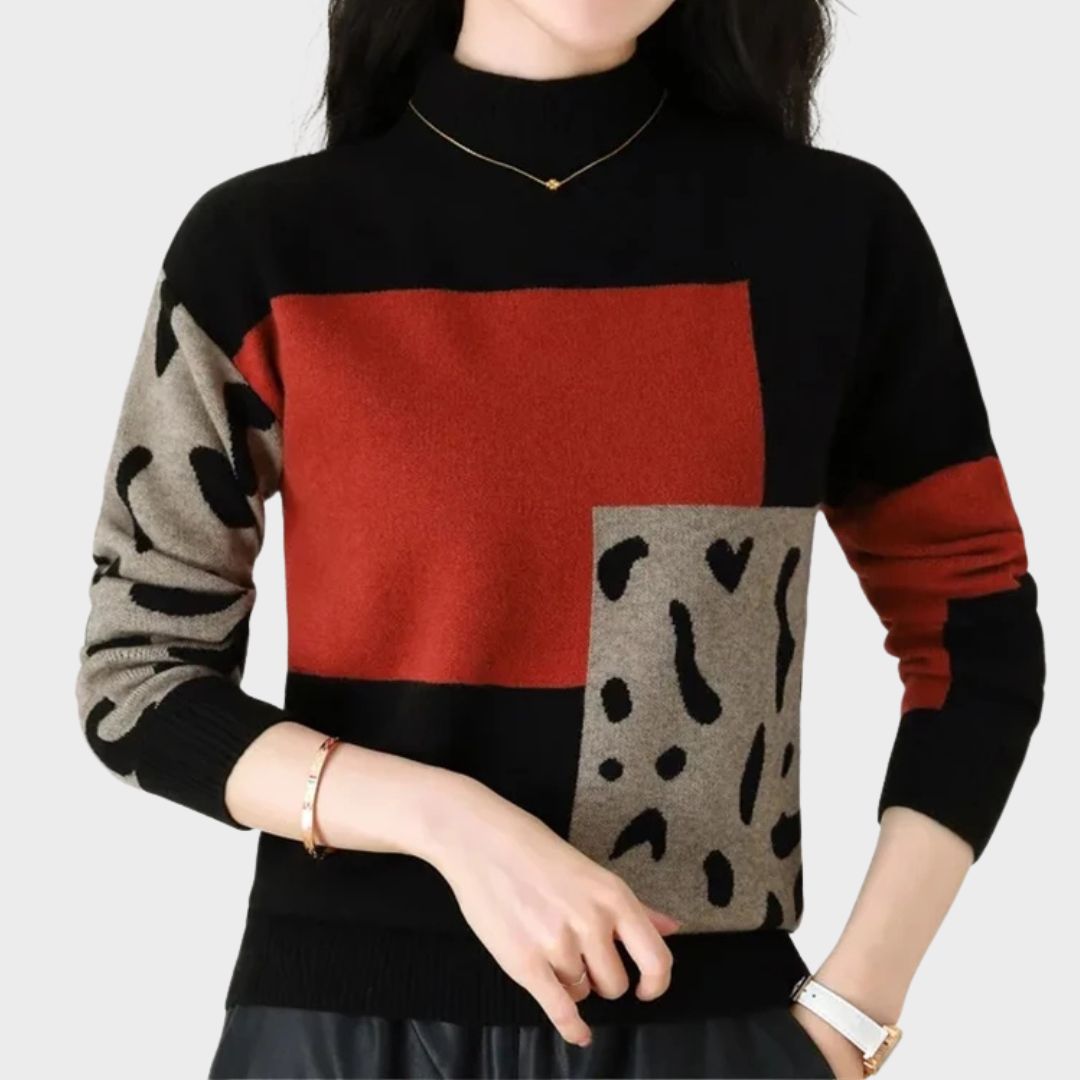 Women's High Collar Sweater with Soft Knit and Versatile Design