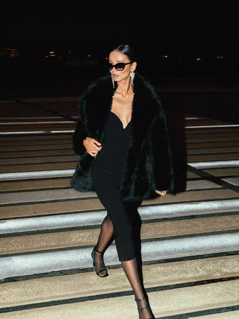 Short Faux Fur Coat For Women With Soft Tailored Fit And Elegant Chic Style In Six Colors