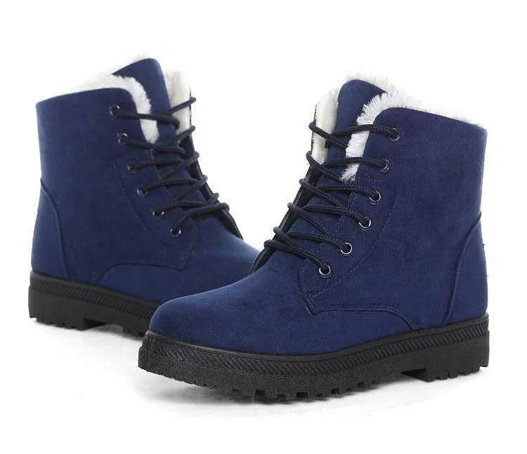 Luca Women's Winter Non Slip Lace Up Snow Boots With Plush Lining And Cozy Flock Upper For Work And Casual Snowy Wear