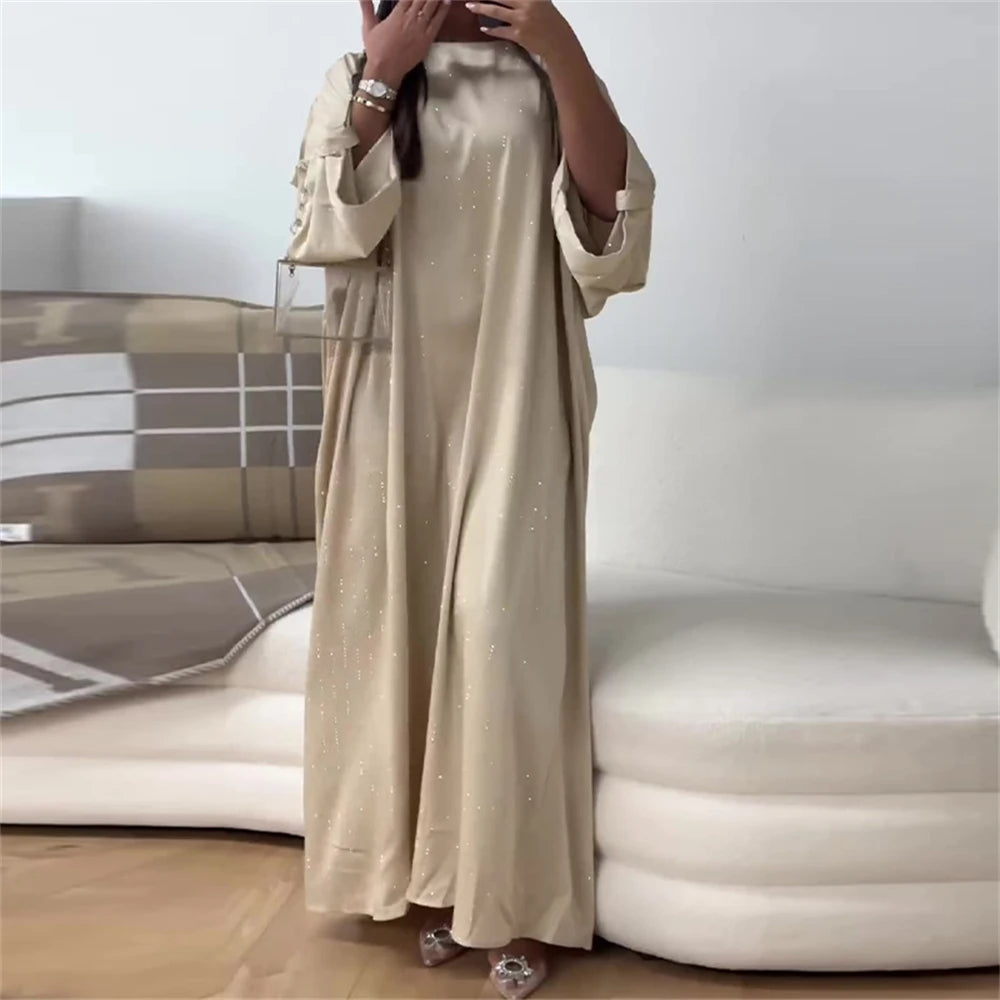 Mathilde Striped Evening Abaya for Women with Flowing Cut and Luxurious Loose Fit Comfort