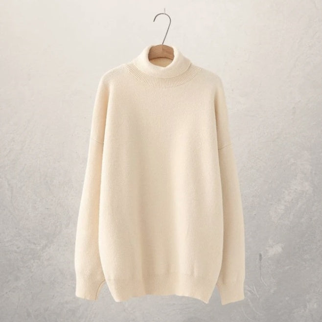 Relaxed Fit Turtleneck Sweater For Autumn Cozy Warmth Versatile Office And Casual Wear