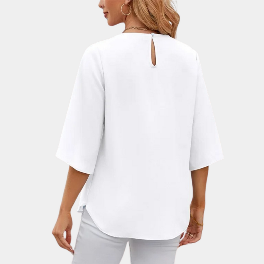Philomène Elegant Blouse With Pleated Sleeves For Women Timeless Chic Fluid Silhouette