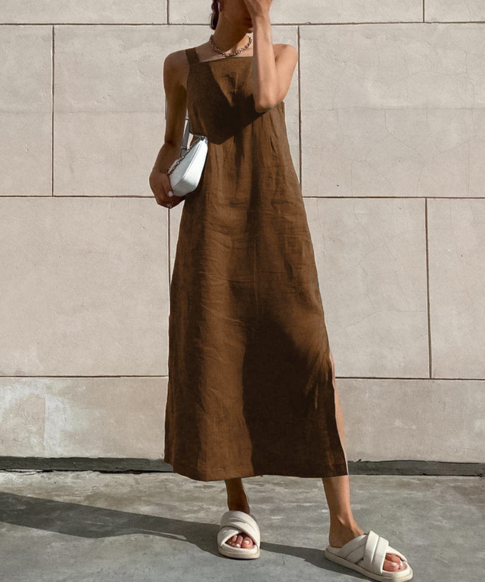 Helena | Long Minimalist Dress with Fluid Fall