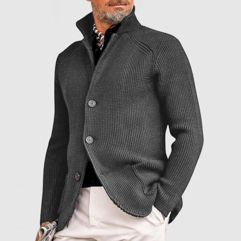 TrendAura Nordic Flair Navy Long Sleeve Knit Cardigan for Men with Button Closure and Cozy Warmth