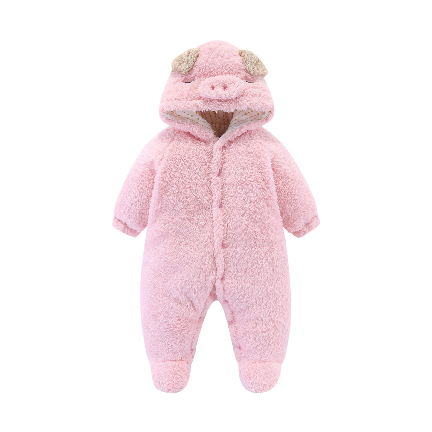 Fluffy baby romper with animal hood