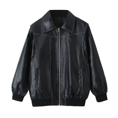 TrendAura Motorcycle Jacket For Women Premium Faux Leather Zipper Closure Oversized Comfort
