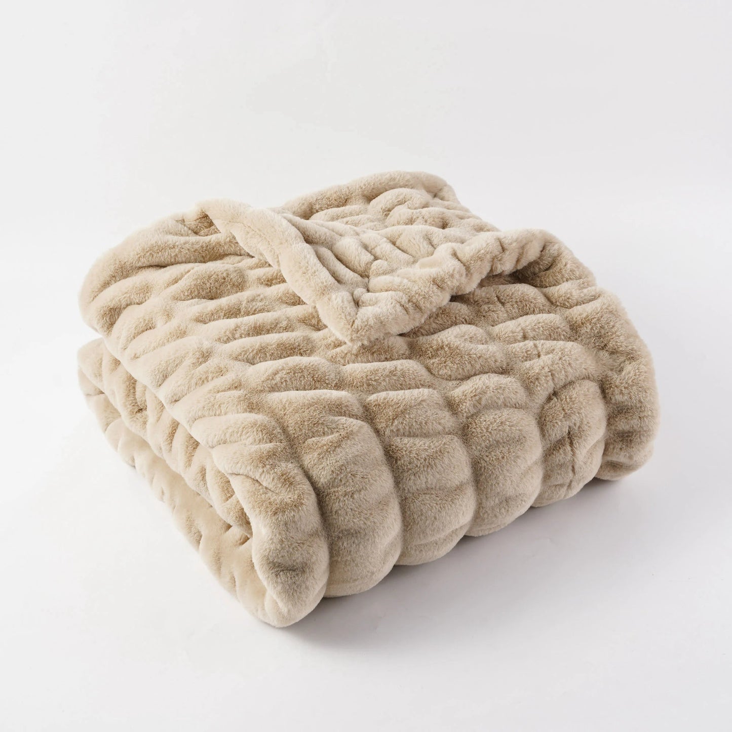 Plush Textured Throw Blanket With Quilted Design