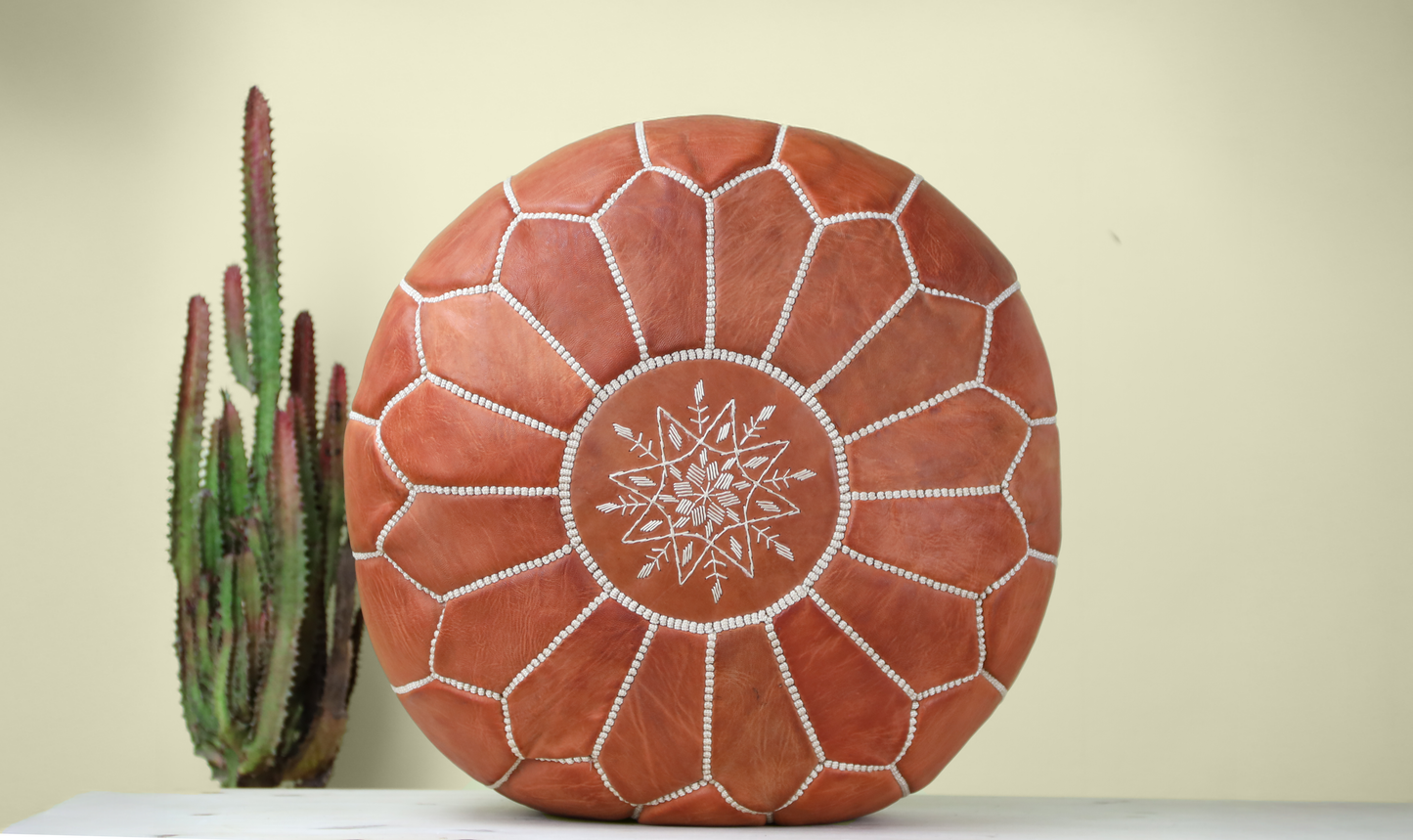 Natural Leather Ottoman Pouf - TrendAura