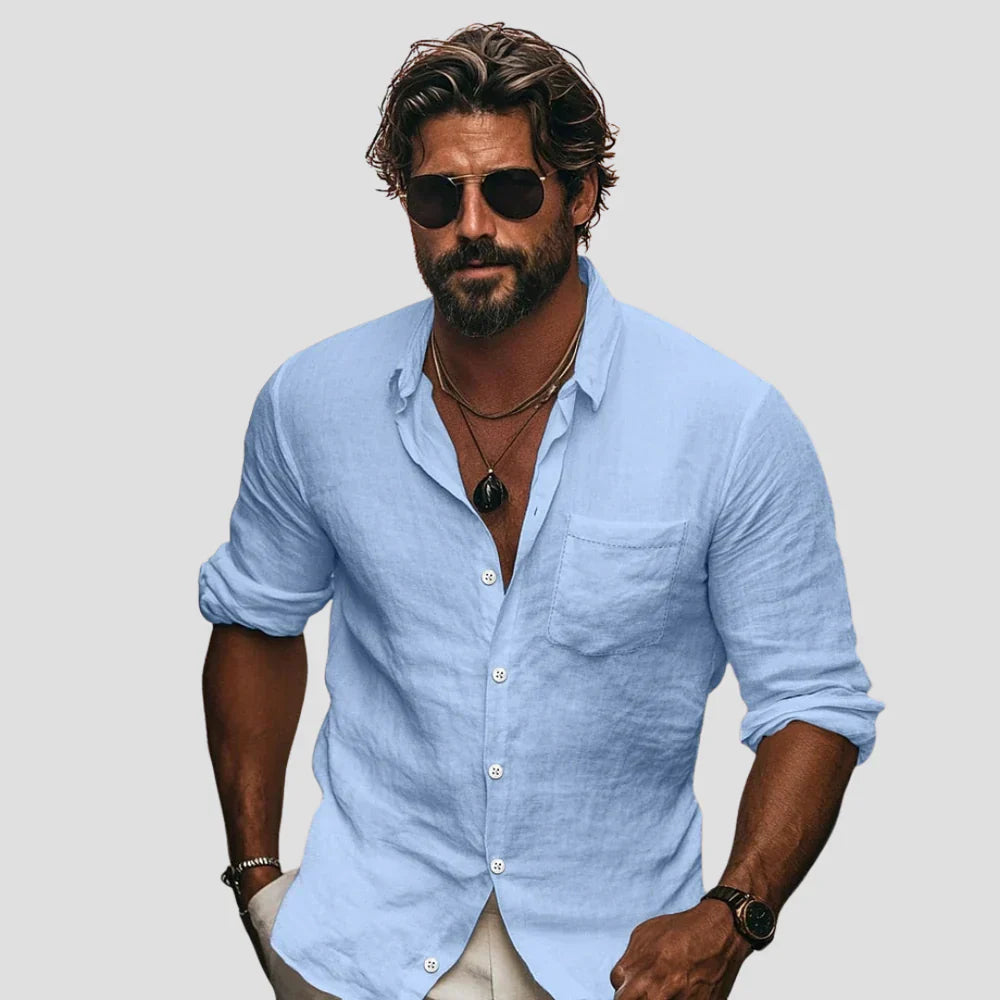 TrendAura | Refined Linen Casual Shirt
