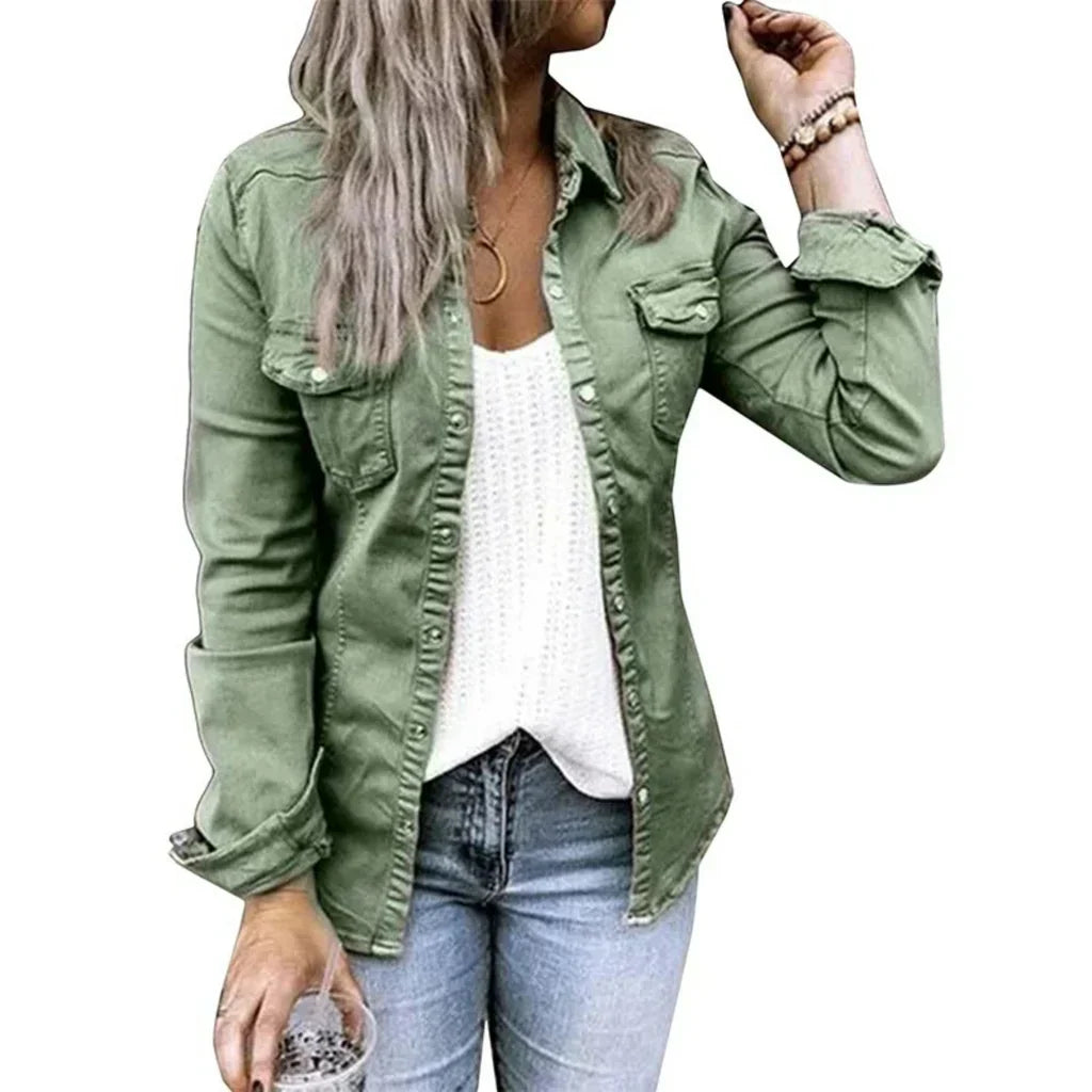 Women’s Jacket – Relaxed Tailored Fit – Cotton Blend – Button Front – Chest Pockets
