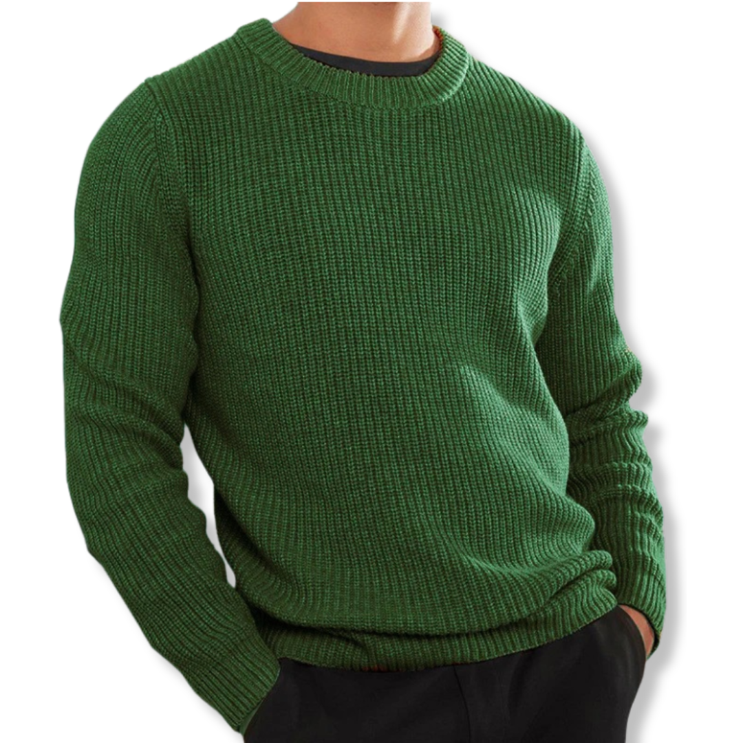 Men's Relaxed Fit Crew Neck Knit Sweater Long Sleeve Warm Casual Knit Top for Everyday Layering