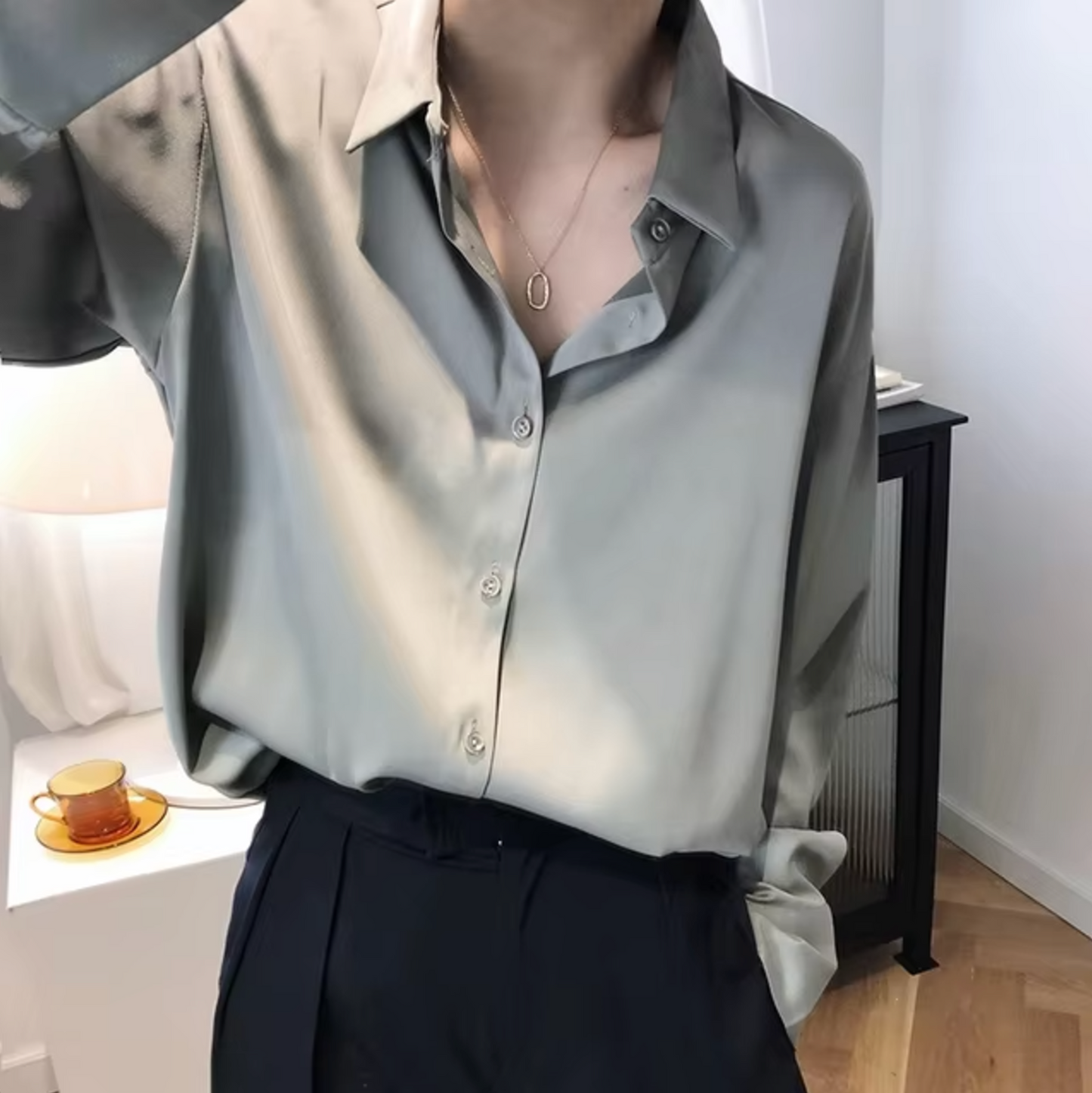 Paige Satin Blouse For Women Luxurious Sheen Lightweight Comfort Versatile Professional Top