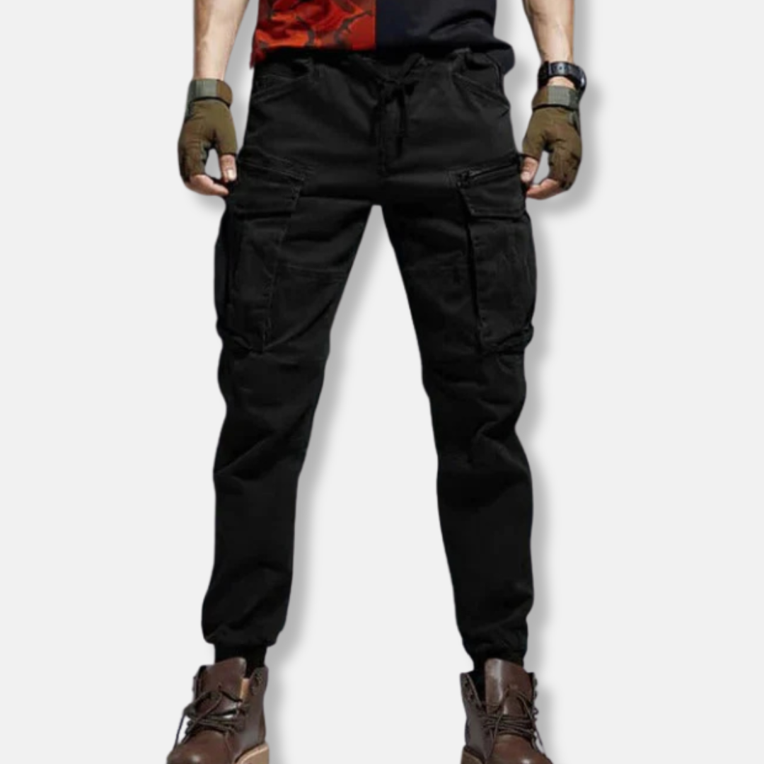 TrendAura Mens Cargo Jogger Pants Relaxed Fit Cotton Blend Utility Pockets Elastic Cuffs For Everyday Wear