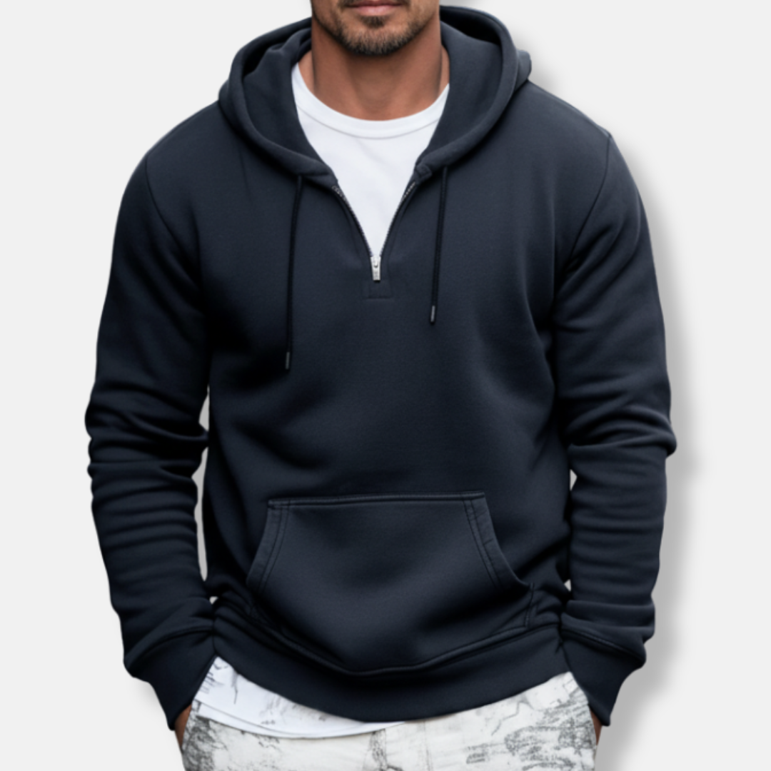 Nordisk Flair Men's Hoodie Quarter Zip Relaxed Fit Cotton Blend Kangaroo Pocket Casual Wear