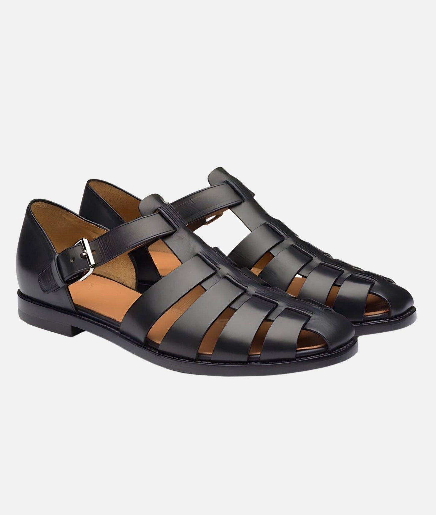 Mens Leather Sandals With Straps And Buckle Breathable Closed Toe For Stylish Summer Comfort