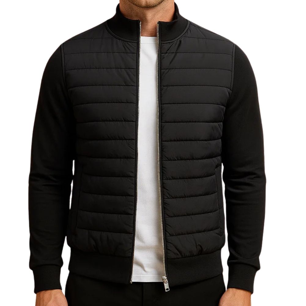 TrendAura Mens High Collar Puffer Jacket Navy Blue Lightweight Quilted Outerwear